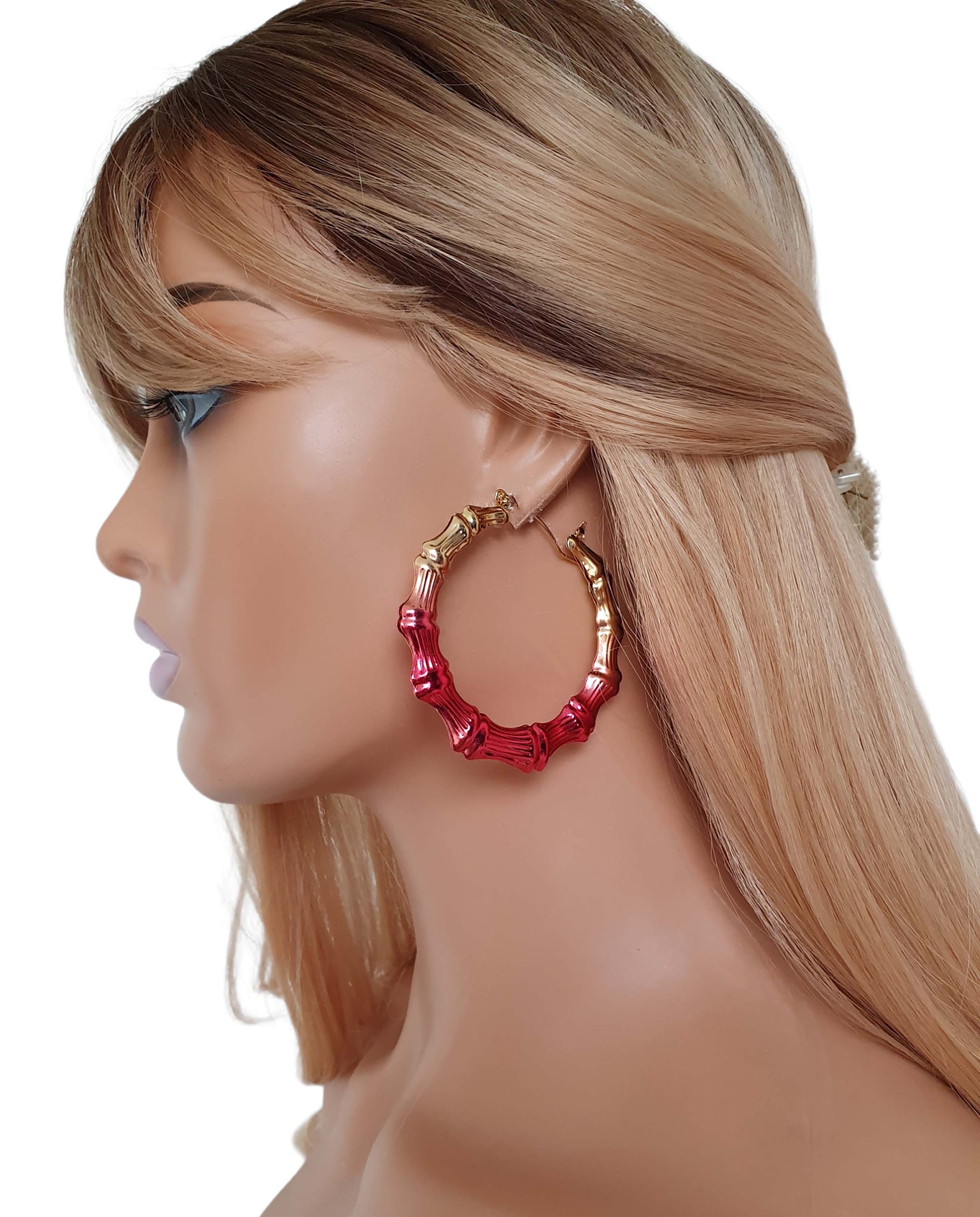 Pink clearance bamboo earrings