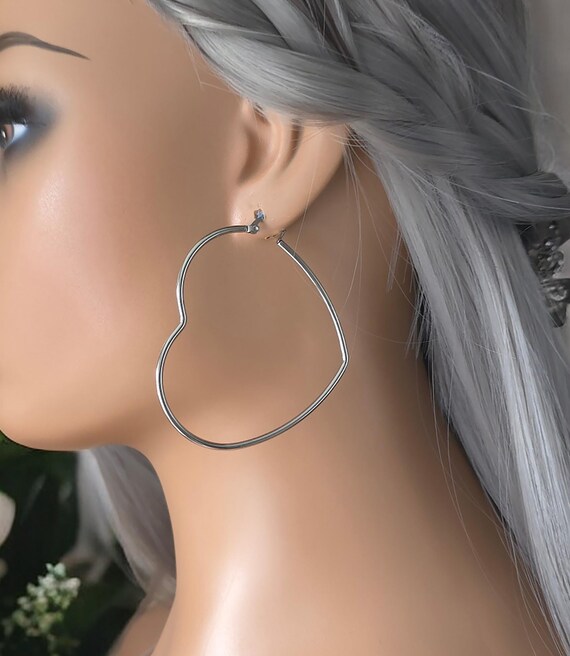 Stainless steel big hoop earrings discount
