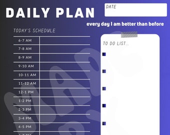 Digital & Printable Daily Planner Schedule, Printable Planner , Daily Planner, Weekly Planner, Productivity Planner, Organizational Planner