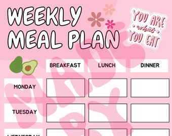 Weekly Meal Planner, Digital Weekly Meal Planner Template Download, Goodnotes, Printable, Digital Download