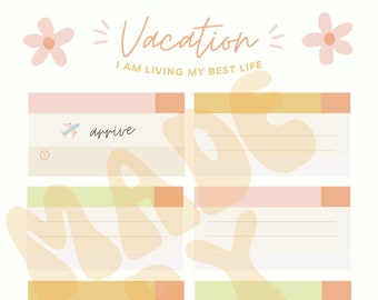 Vacation Travel Planner Schedule, Digital Download, Trip Planner Organizer, Vacation Template, Travel Budget , Vacation Outfit Planner