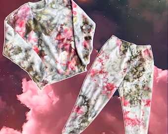 Pink Dream Tie Dye Set, Ice Dye set , Matching Sweatsuit Set, Tie Dye Jogger Set, Tie Dye Crewneck Set, Tie Dye Sweatsuit