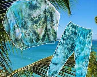 Caribbean Island Tie Dye Set, Ice Dye set , Matching Sweatsuit Set, Tie Dye Jogger Set, Tie Dye Crewneck Set, Tie Dye Sweatsuit