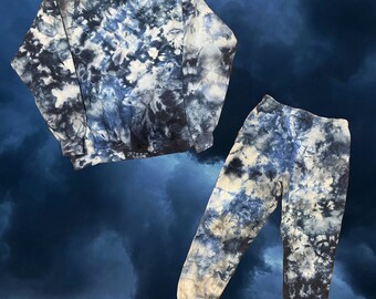 Storm Tie Dye Set, Ice Dye set , Matching Sweatsuit Set, Tie Dye Jogger Set, Tie Dye Crewneck Set, Tie Dye Sweatsuit