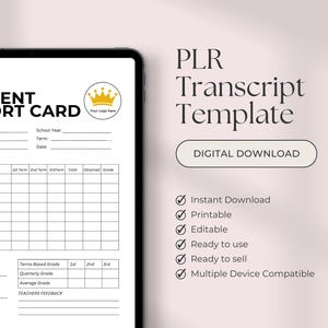 modelo de transcrição de ensino domiciliar editável presentes para professores plr etsy modelos digitais para vender com direitos de revenda licença comercial