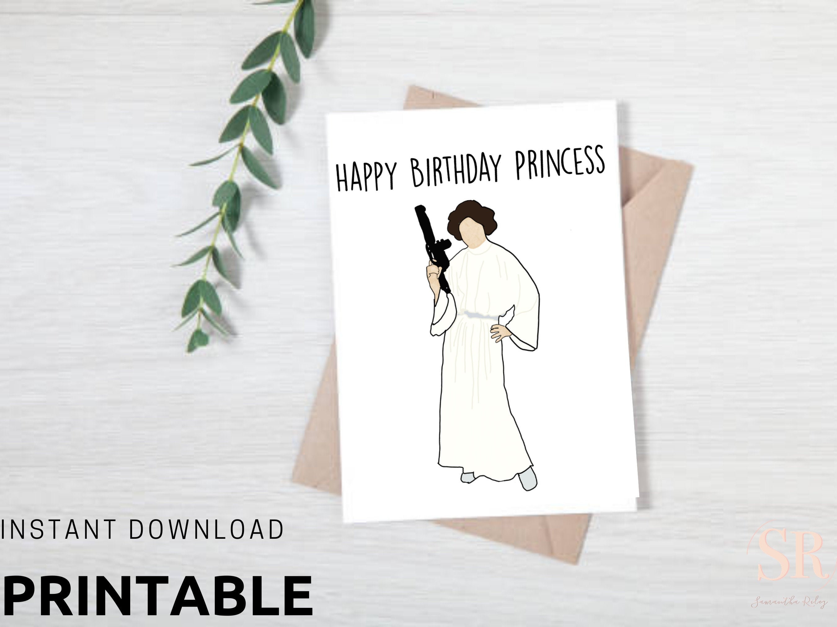Princess Leia Birthday Card Digital Funny Instant Download - Etsy UK