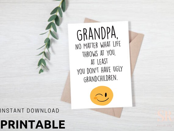 Funny Grandfather Birthday Card Grandparents Day Printable - Etsy Finland