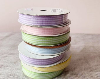 10mm Pastel Candy Stripe Ribbon Light Blue 5m Roll