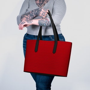 Red Vegan Leather Tote
