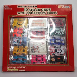 Nascar 1992 Racing Champs Rookie Special Edition 12 Stock Cars mit Sammlerkarte Bill Elliot RAR