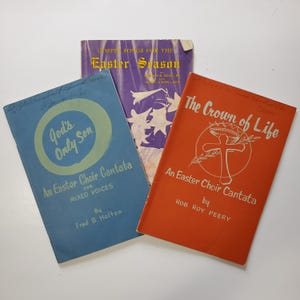 3 Vintage Oster Song Bücher Notenblatt Musik 1940er 1950er Jahre Chor Kantate Evangelium Lieder Religiös