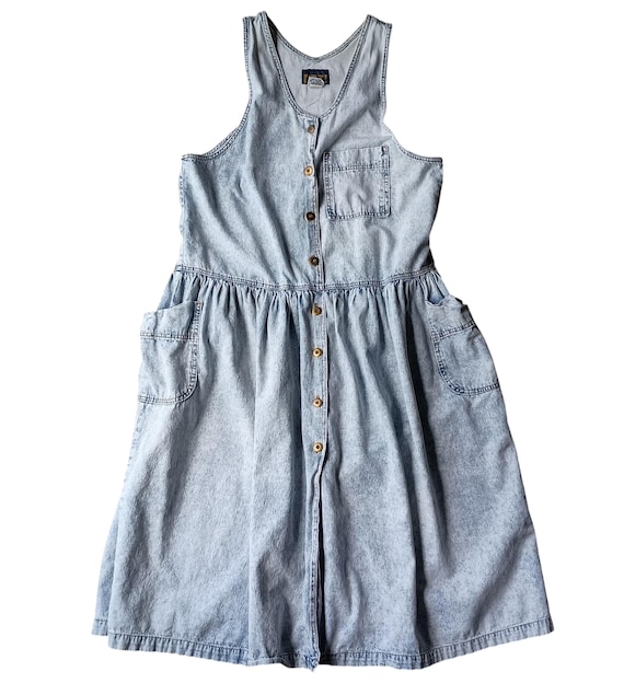 Vintage 80s Acid Wash Denim Maxi Dress - Sleeveless Cotton Jumper, Large -  Etsy Israel
