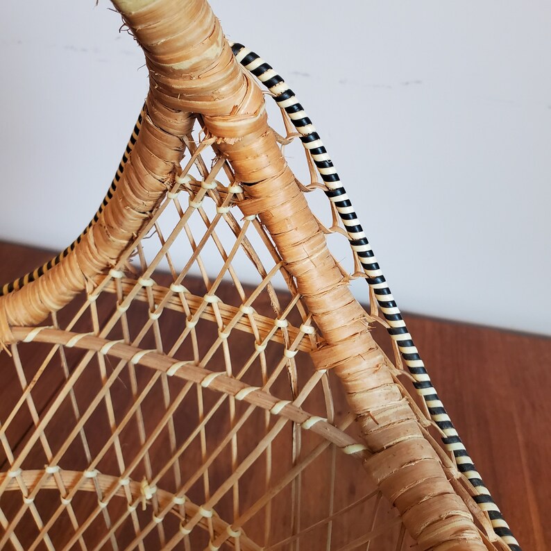 Philippine Pattern Rattan Vintage Philippines Wicker Rattan Large Basket With Handle Boho ...
