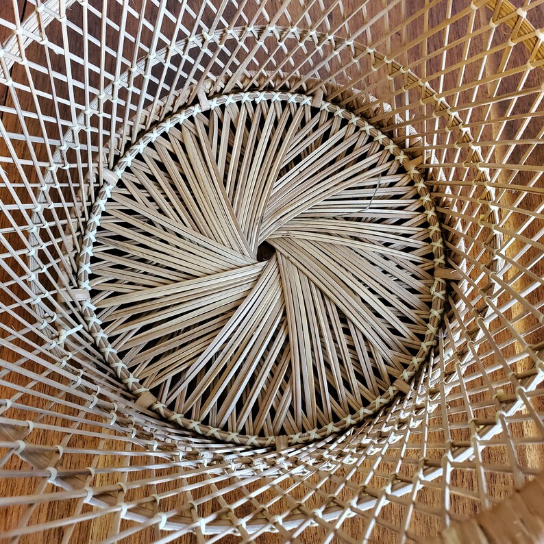 Philippine Pattern Rattan Vintage Philippines Wicker Rattan Large Basket With Handle Boho ...