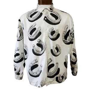 Vintage 90er Jahre Cactus Club Shirt mit Hufeisenmuster