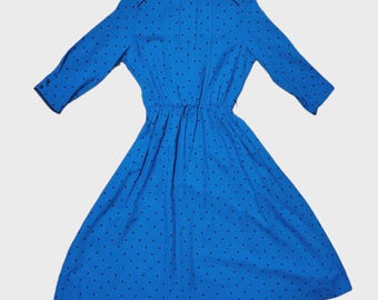 Vintage 60s 70s Kevin Stuart Petites Rockabilly Polka Dot Dress Womens Size 6