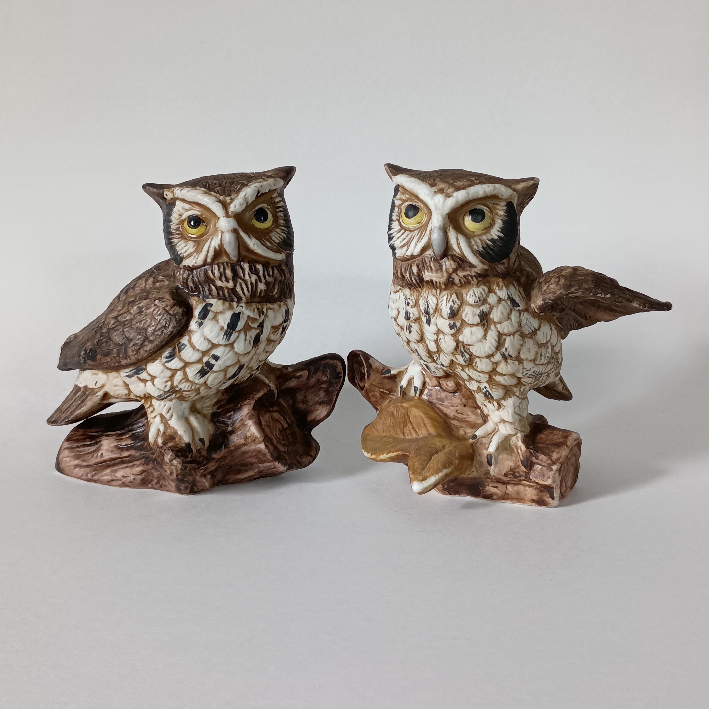 Vintage Homco Porcelain Owl Figurines - Pair #1114