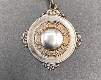 Edwardian Pendant watch fob sterling silver monogram able, English hallmarks