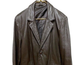 1970’s Mens Leather Blazer, dark chocolate brown no label size 40 Large