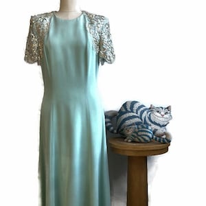1980’s Escada Vintage Green Evening Formal dress sequins & lace, Vintage size EU36 Modern Medium, formal dress, wedding dress, prom dress