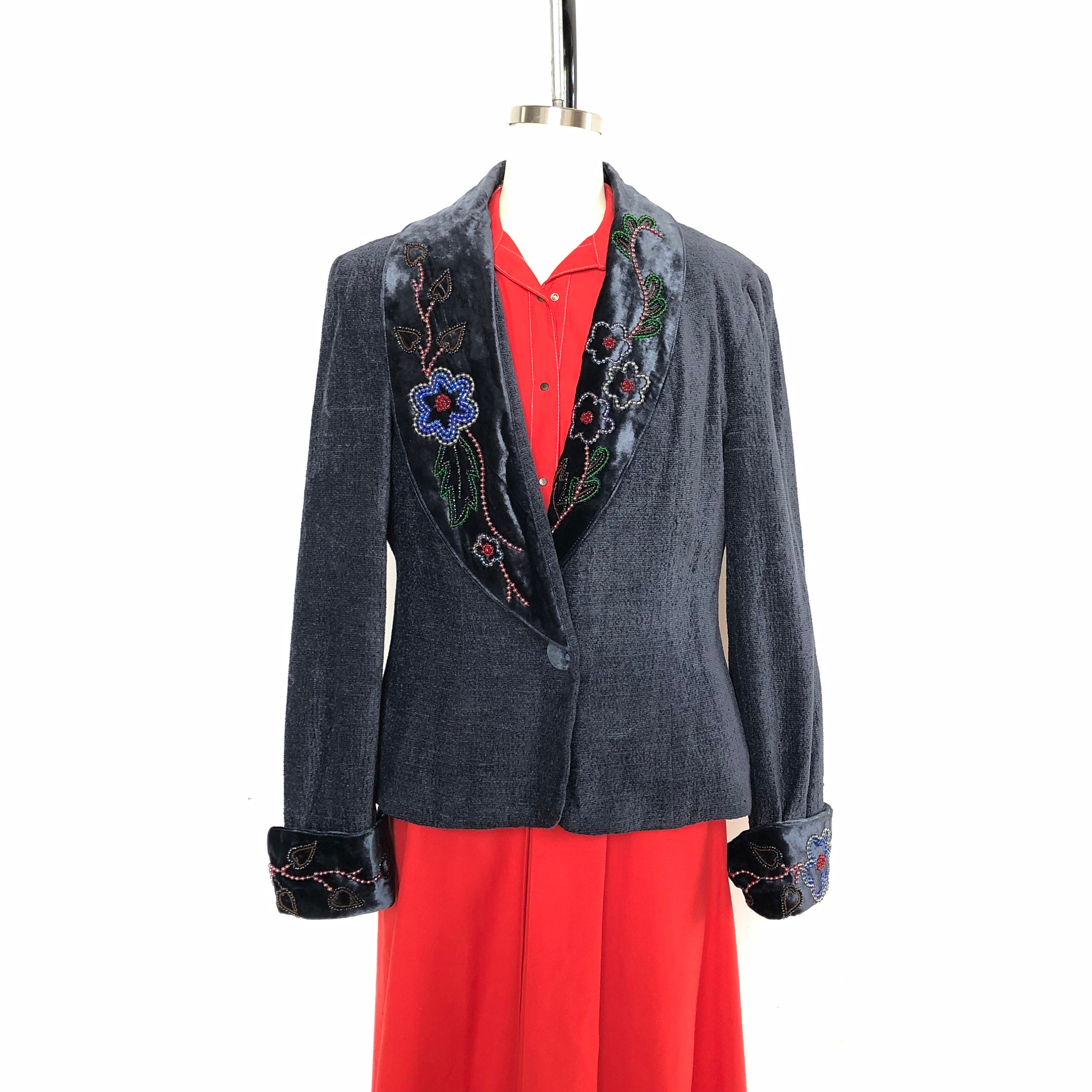 1990's Double D Ranch Wear Vintage Blazer Size Small, Navy Chenille ...