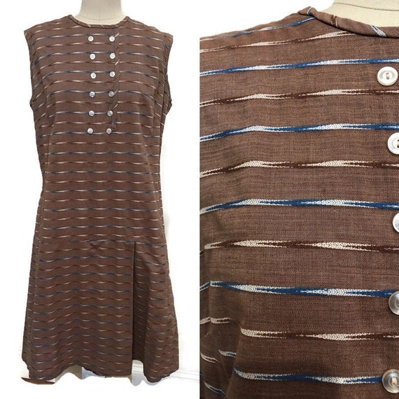 Mid Century Culotte dress 1960's Brown, cream and