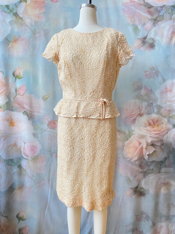 short lace peplum dress Self-Portrait - Macram Lace Mini Dress - Female