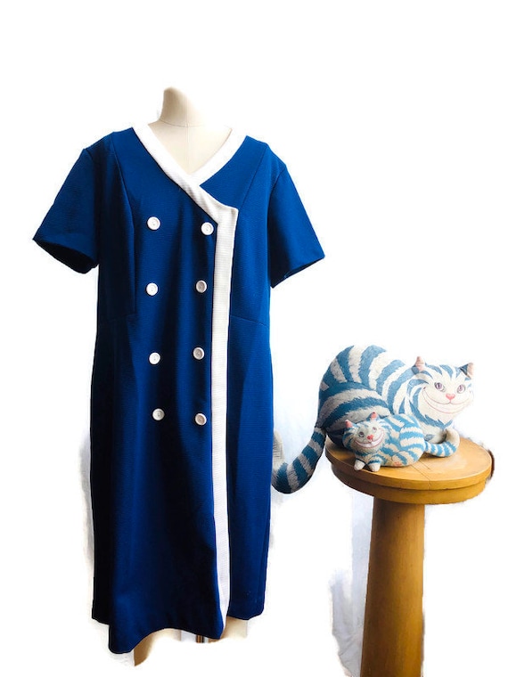 Vintage dress, 1960’s blue and White Mod dress per