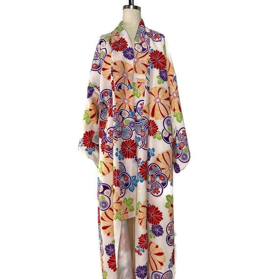 1970's Vintage Men's Japanese Kimono Multi color … - image 3