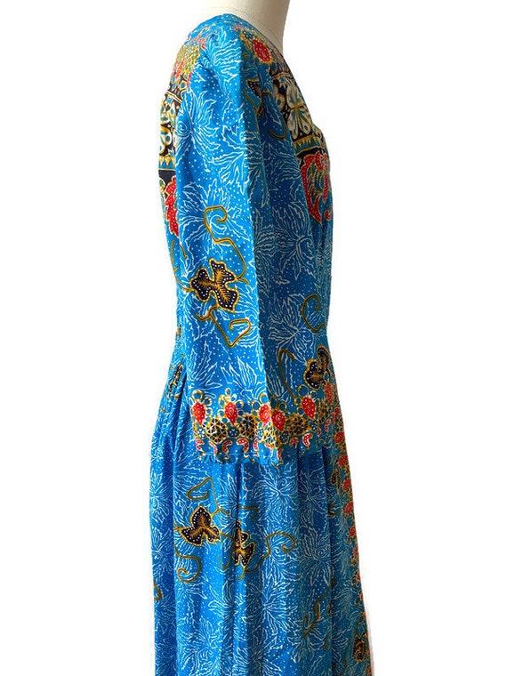 1970's Maxi Dress by Lizzie, cotton Batik print b… - image 6