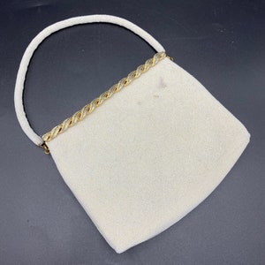1950&#39;s Walborg French beaded Evening bag, white glass pearlized beads, Vintage accessories, Vintage purses, bridal handbag