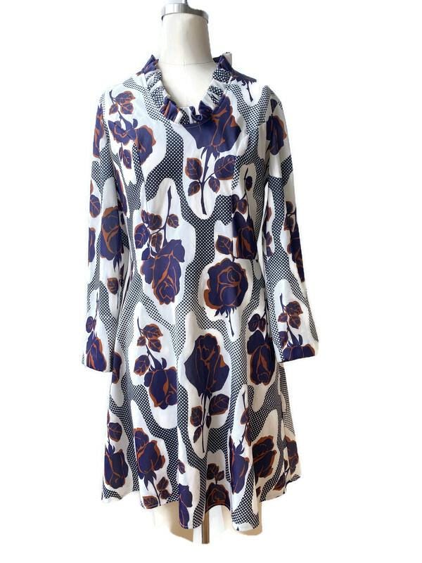 Chemisier Manches Longues Lane Bryant Taille 14/16 - Mousseline Perles, Motif Multi, état Impeccable Occasion