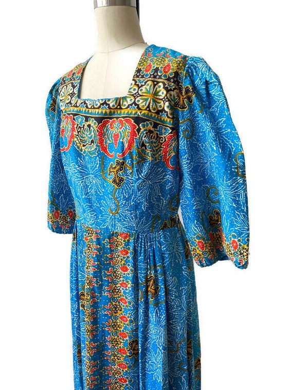 1970's Maxi Dress by Lizzie, cotton Batik print b… - image 3