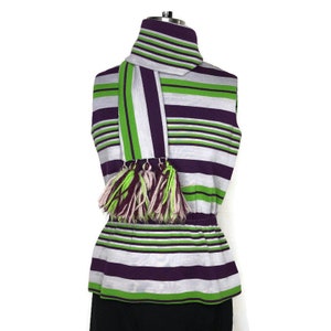 1960&#39;s MOD Sleevelsss tunic Top with matching scarf, polyester, grey green and purple