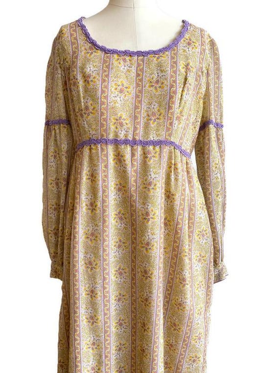 70’s Blue Stripped Prairie Style Maxi Dress
