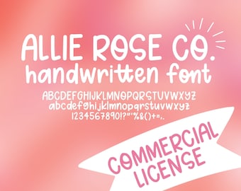 Allie Rose Co. Police COMMERCIALE manuscrite! Bon pour une utilisation dans Procreate, Adobe, Microsoft - Téléchargement instantané