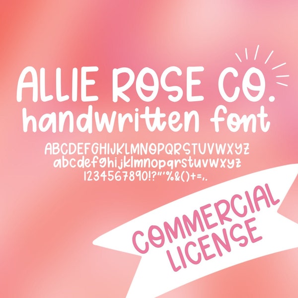 Allie Rose Co. Handschriftliche COMMERCIAL FONT! Gut für den Einsatz in Procreate, Adobe, Microsoft - Instant Download