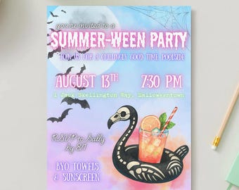 Uitnodiging Summerween Pool Party en leeg bord