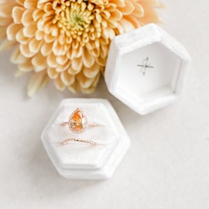 Ivory Velvet Hexagon Ring Box, Custom Ring Box, Proposal Ring Box, Ring Bearer Box, Engagement Ring Box, Wedding Ring Box, Velvet Ring Box