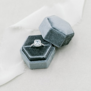 Dark Grey Velvet Ring Box, Custom Ring Box, Proposal Ring Box, Ring Bearer Box, Engagement Ring Box, Wedding Ring Box, Velvet Ring Box
