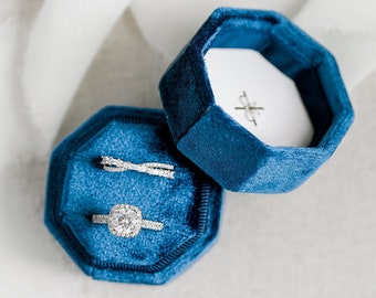 Navy blue Velvet Ring Box, Custom Ring Box, Proposal Ring Box, Ring Bearer Box, Engagement Ring Box, Wedding Ring Box, Velvet Ring Box