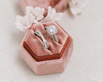 Rose Blush rosa Samt Ring Box, benutzerdefinierte Ring Box, Vorschlag Ring Box, Ring Träger Box, Verlobungsring Box, Ehering Box, Samt Ring Box