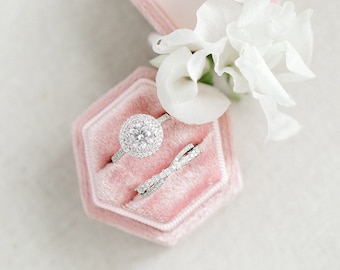 Blush rosa Samt Ring Box, benutzerdefinierte Ring Box, Vorschlag Ring Box, Ring Träger Box, Verlobungsring Box, Ehering Box, Samt Ring Box