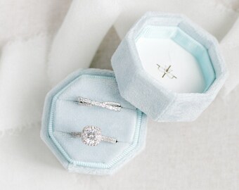 Baby Blau Samt Ring Box, benutzerdefinierte Ring Box, Vorschlag Ring Box, Ringträger Box, Verlobungs Ring Box, Hochzeit Ring Box, Samt Ring Box