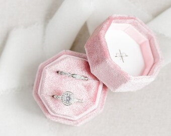 Pastell Rosa Samt Ring Box, Benutzerdefinierte Ring Box, Vorschlag Ring Box, Ring Träger Box, Verlobungsring Box, Ehering Box, Samt Ring Box
