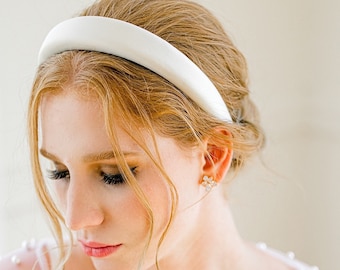 JORGIE | Padded Bridal Headband, modern bride headband, retro Bride headband, simple bride headpiece, padded headband, wedding headband