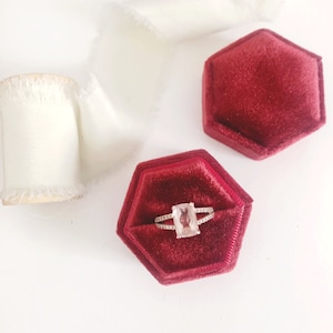Burgundy Red Velvet Ring Box, Custom Ring Box, Proposal Ring Box, Ring Bearer Box, Engagement Ring Box, Wedding Ring Box, Velvet Ring Box