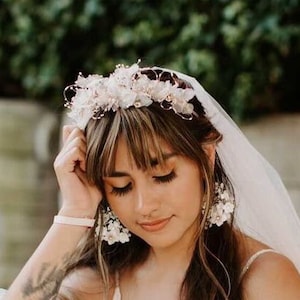 HILDA // Boho floral gold Tiara Crown Headband, boho unique vintage bridal headband, bride hair accessory, boho Flower bride headband