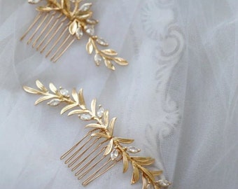 REINA Hair comb // Gold Leaf Laurel Tiara Vintage Bridal Headpiece ,vintage bride hair comb headpiece,unique bride hair accessory,boho bride