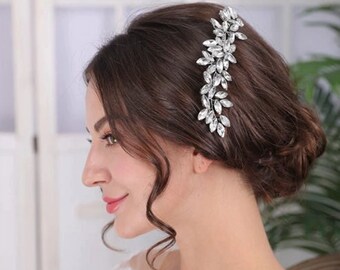 SYMPHONY // Large Crystal Diamond Rhinestone Bridal Haircomb, Bride hair Comb, bride headpiece,Bridal hair clip, Rose Gold Hair accessories
